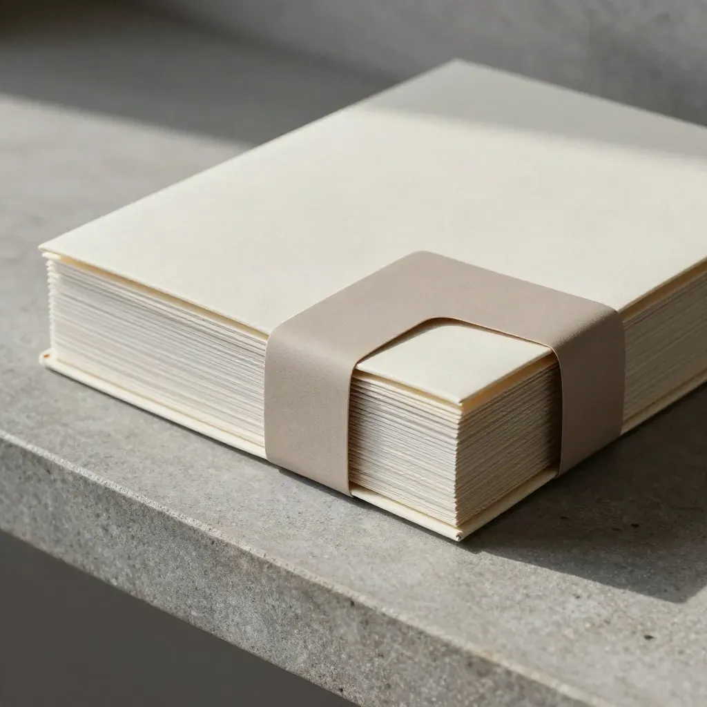 Tenant reference check bundle on a stone shelf, wrapped in soft fabric.